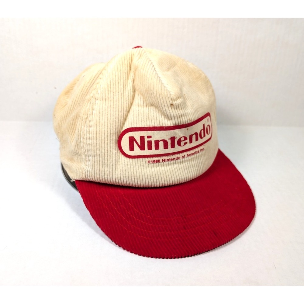 READ Vintage 1988 Nintendo Corduroy Hat Kids Adjustable Snapback STAINS